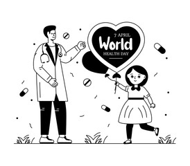 
An editable illustration of health day balloons, glyph line vector 

