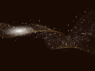 Abstract Particles Wave Background With White Stars.