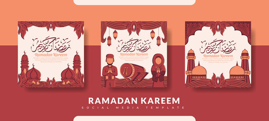 Ramadan post template, social media post template, square flyer and banner, celebrations in the month of Ramadan.