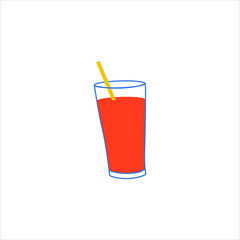 A glass of freshly squeezed orange juice. Healthy lifestyle. Scribble. Vector graphics. Isolated over white background.
