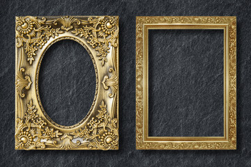 gold frame on black slate background