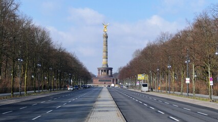 Victory Column in Berlin with the street in front, Germany