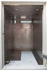 ATM safe reinforced from the inside with steel anti-burglar armor plates. Improving the reliability of the bank safe.