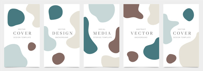 Cover templates vector set. Social media background design with floral and hand drawn organic shapes textures. Abstract minimal trendy style wallpaper. Vector illustration.