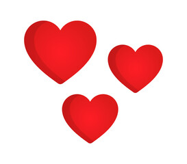 Red heart love icon design template vector.