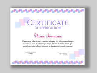 Certificate Of Appreciation Or Diploma Template Layout In White Color.