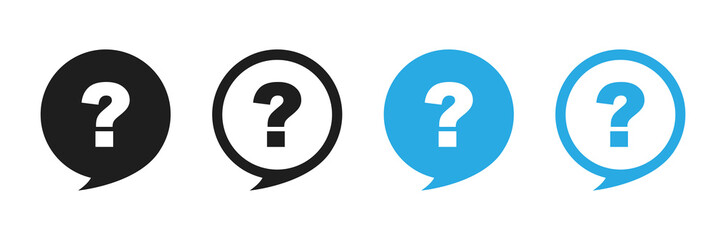 Question mark icon. Help symbol. FAQ sign. Round speech bubble button. Vector illustration.