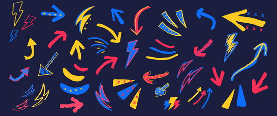 Vector Arrow doodle design vector. Hand drawn Old school tattoo vector elements.
Trendy hipster icon funny design with brush and texture. Cartoon elements.