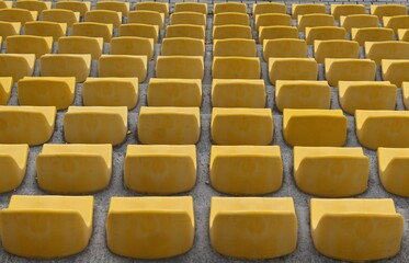 rows of yellow seats