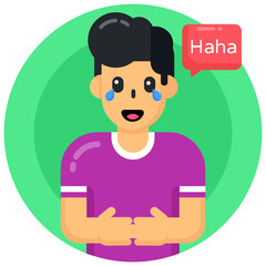 
Flat round editable icon of tears of joy

