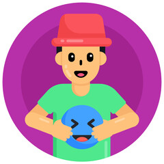 
A comedian person in flat round icon 

