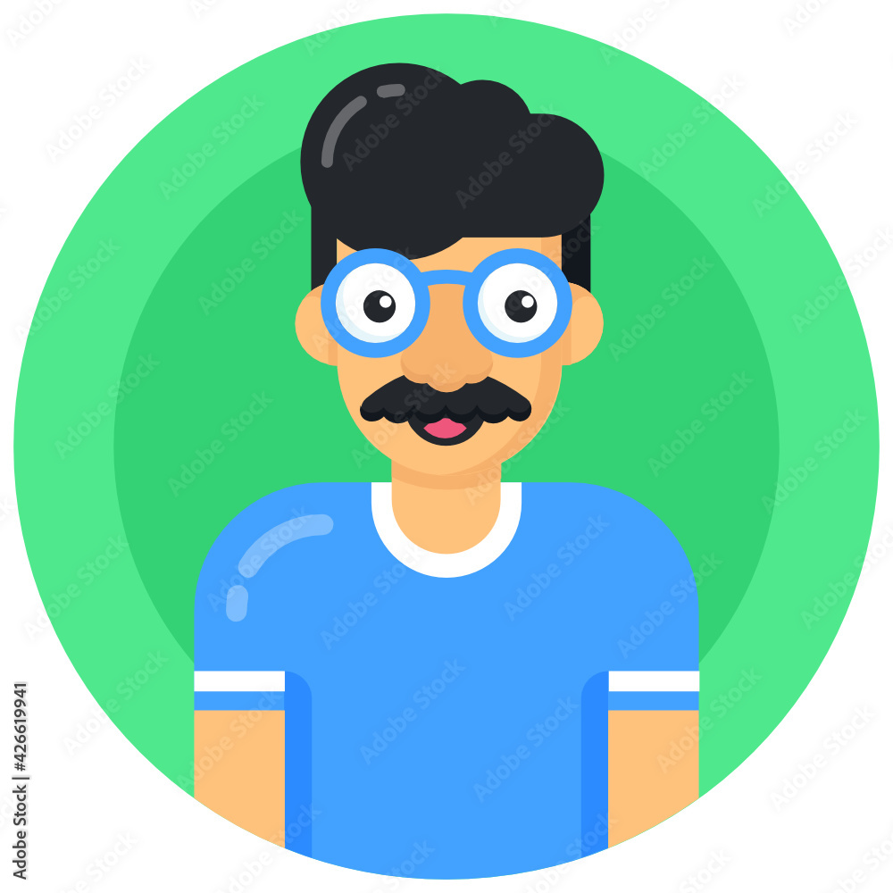 Canvas Prints a man with crazy eyes, flat icon design