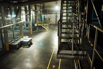 railing of the factory shop. fences for the safety of employees at work. industrial landscape of...
