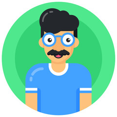 
A man with crazy eyes, flat icon design 

