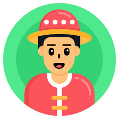 
A flat design icon of chinese boy 

