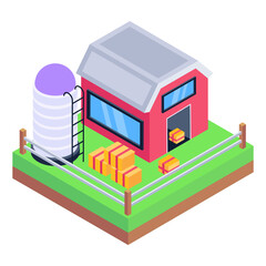 
A countryside house isometric icon with editable graphics

