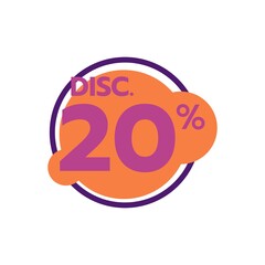 discount 20 percent Sale Deal Special Promotion price Tag sign shop retail business Vector illustration