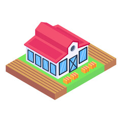 
A countryside house isometric icon with editable graphics

