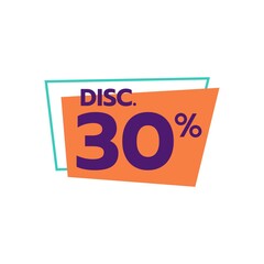 discount 30 percent Sale Deal Special Promotion price Tag sign shop retail business Vector illustration