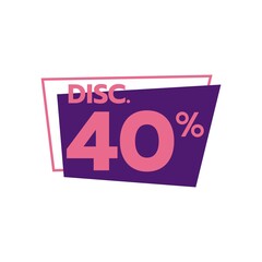 discount 40 percent Sale Deal Special Promotion price Tag sign shop retail business Vector illustration