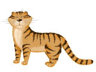 Tiger. Isolated illustration in cartoon style on white background