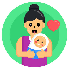 
A newborn baby flat round icon

