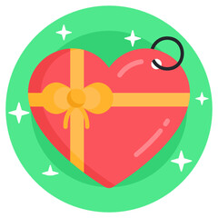 
A heart keyring flat round icon

