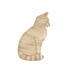 bitmap isolated image of a cat sitting in profile in color on a white background. Design for wallpaper, fabrics, textiles. Illustration for packaging, stickers, postcards, posters.
