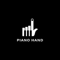 Piano hand, creative logo design.