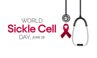 World Sickle cell day is observed every year on June 19, it is an inherited red blood cell disorder in which there are not enough healthy cells to carry oxygen throughout the body. Vector illustration