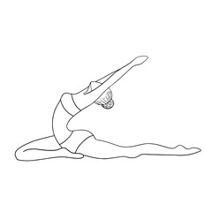a woman is engaged in stretching, linear vector drawing