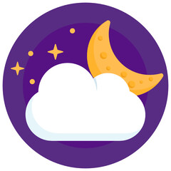 
Night beautifully design in flat rounded icon 

