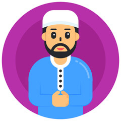 
Praying man in flat rounded creative design 

