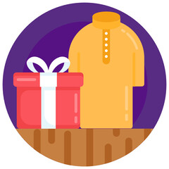 
Have a look at this flat rounded icon of clothes gift 

