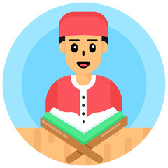 
Grab this beautiful flat rounded icon of reading quran 

