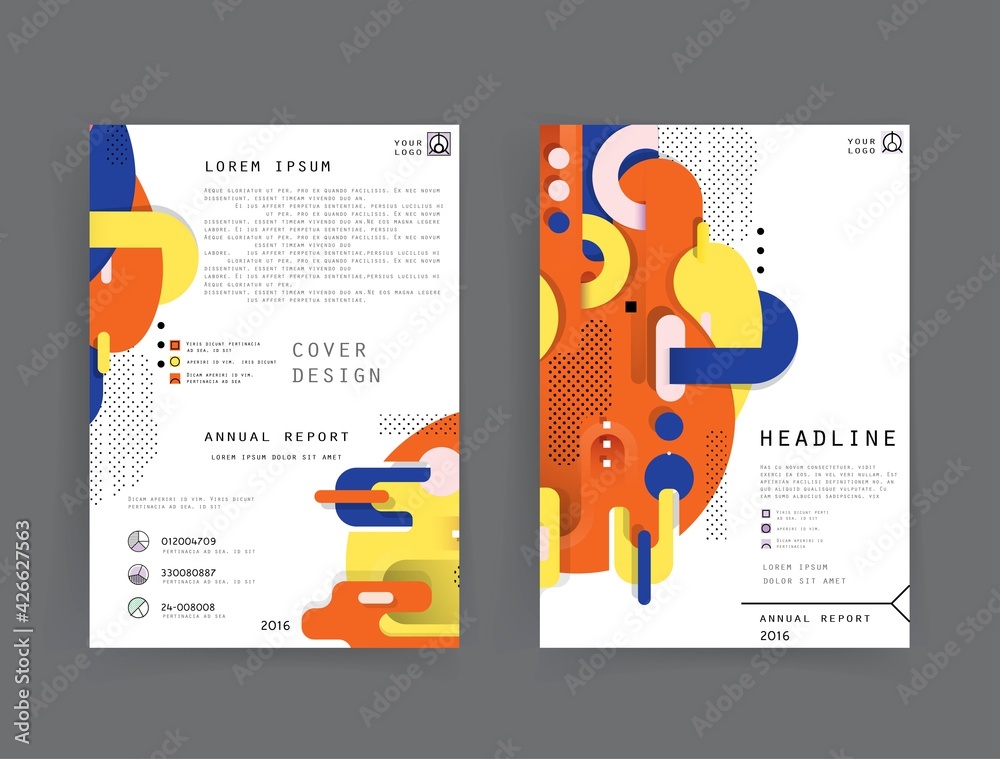 Fototapete Covers with minimal designs. Abstract backgrounds. Vector frame for text Modern Art graphics for hipsters