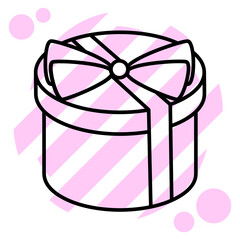 Cylinder gift box icon. Parcel with ribbon bow. simple flat illustration. Vector isolated on white background eps10