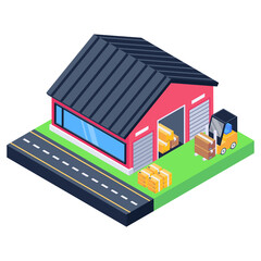 
An icon of warehouse isometric design, editable vector download 

