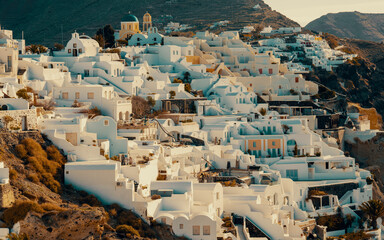 Architecture Oia village on Santorini island, Greece