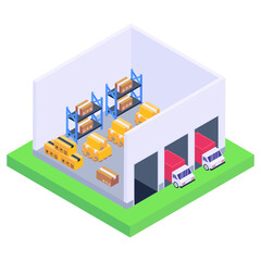 
An icon of warehouse isometric design, editable vector download 

