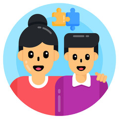 Fototapeta premium An autism icon in flat round design