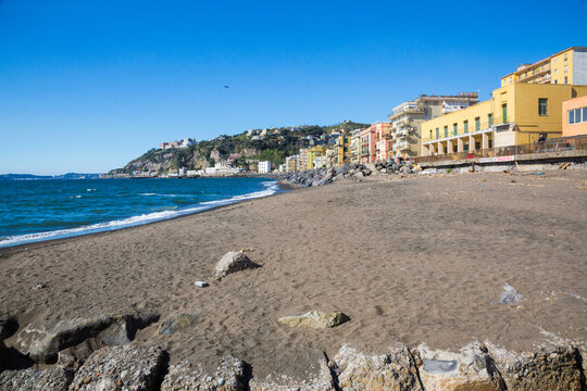 Napoli (Italy) - The seafront and the beach of Bagnoli, on the western outskirts of Naples