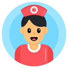 
An editable icon of male nurse in flat round design 

