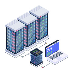 
Icon of data server room in modern isometric design 

