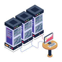 
Icon of data server room in modern isometric design 

