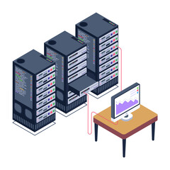 
Icon of data server room in modern isometric design 

