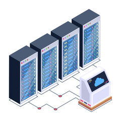 
Icon of data server room in modern isometric design 

