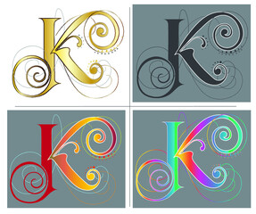 vector The letter alphabet K