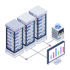 
Icon of data server room in modern isometric design 

