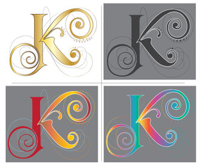 Letter K alphabet font design